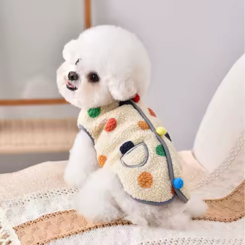 Pet Clothing for Autumn Winter Lamb Wool Vest for Warmth Small Medium-sized Dog Schnauzer Teddy Coat Puppy Clothes