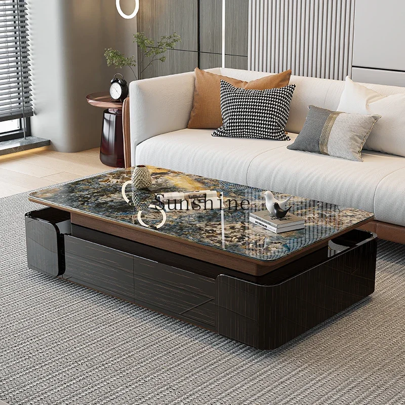 Light luxury creative high-end sense simple and lengthened large apartment microcrystalline stone coffee table  FT