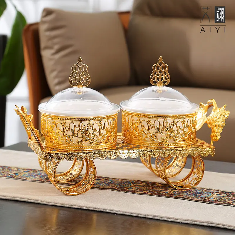 

Fruit plate Household grid high-end fruit tray European creative fashion coffee table Wedding dessert candy tray