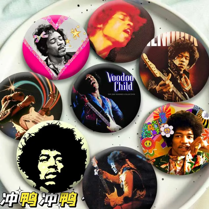 Classic Rock Singer Jimi Hendrix Brooch Electric Guitarist Lapel Pins Bag Clothes Shoes Jewelry Ornaments Badge Collectible Gift