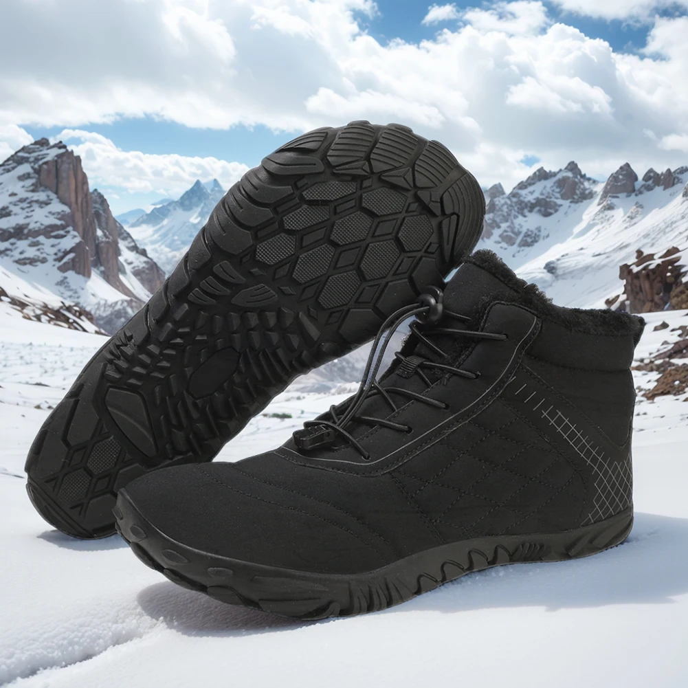 Barefoot Snow Boots Outdoor Trekking Shoes Anti Slip Plush Barefoot Shoes Thermal Casual Winter Booties Plush for Outdoor Travel