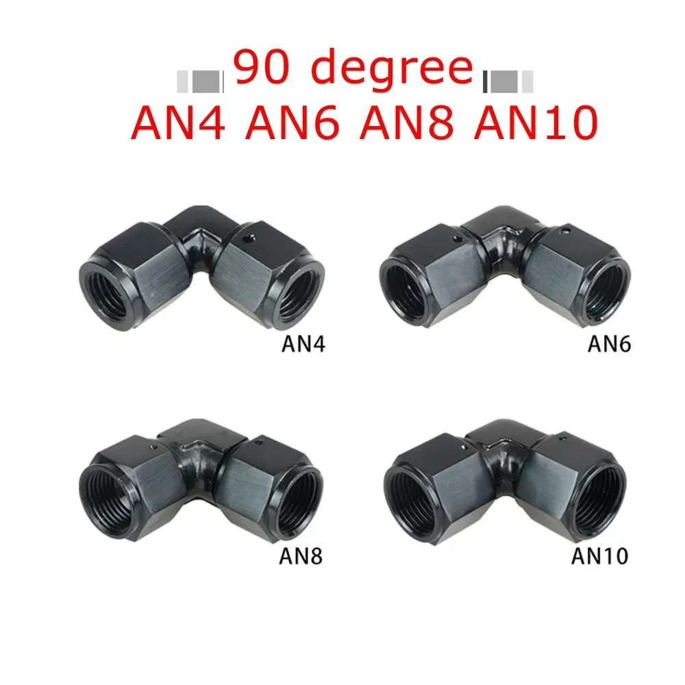 AN4 AN6 AN8 AN10  Female Thread To Hose End Pipe Adapters for Braided Line 90 Degree Swivel Elbow Hose Fittings Black TF-1109