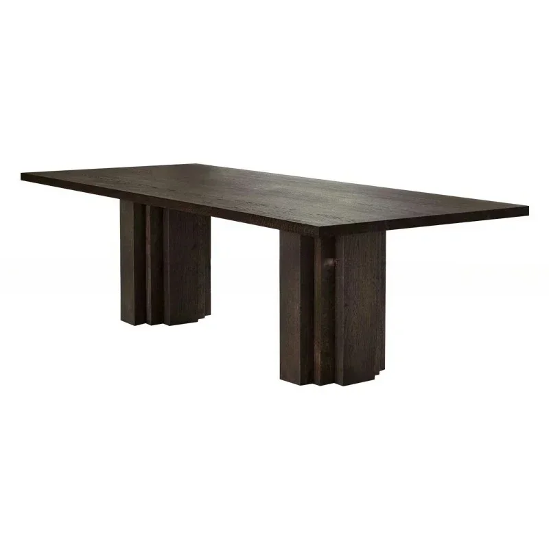 Solid wood minimalist te a t able dining tab le multi-person long ta ble villa t ea tabl e hotel long tab le