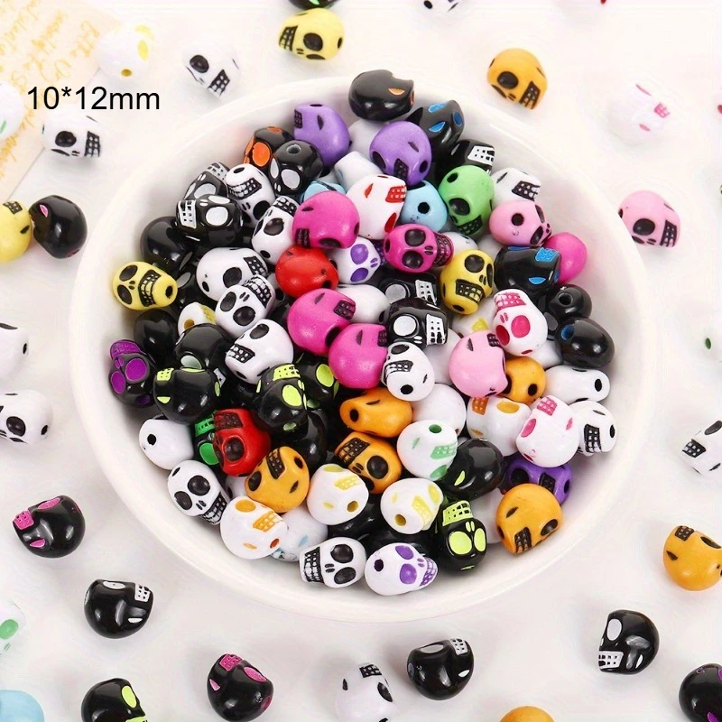 50pcs Halloween Instagram hollow skull acrylic beads for bracelet necklace jewelry making acrylic beads Halloween Decoration