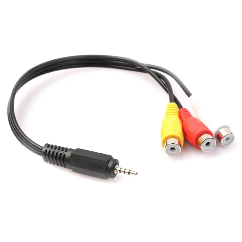 2.5mm Mini AV Male to 3RCA Female M/F Audio Video Cable Stereo Jack Adapter Cord