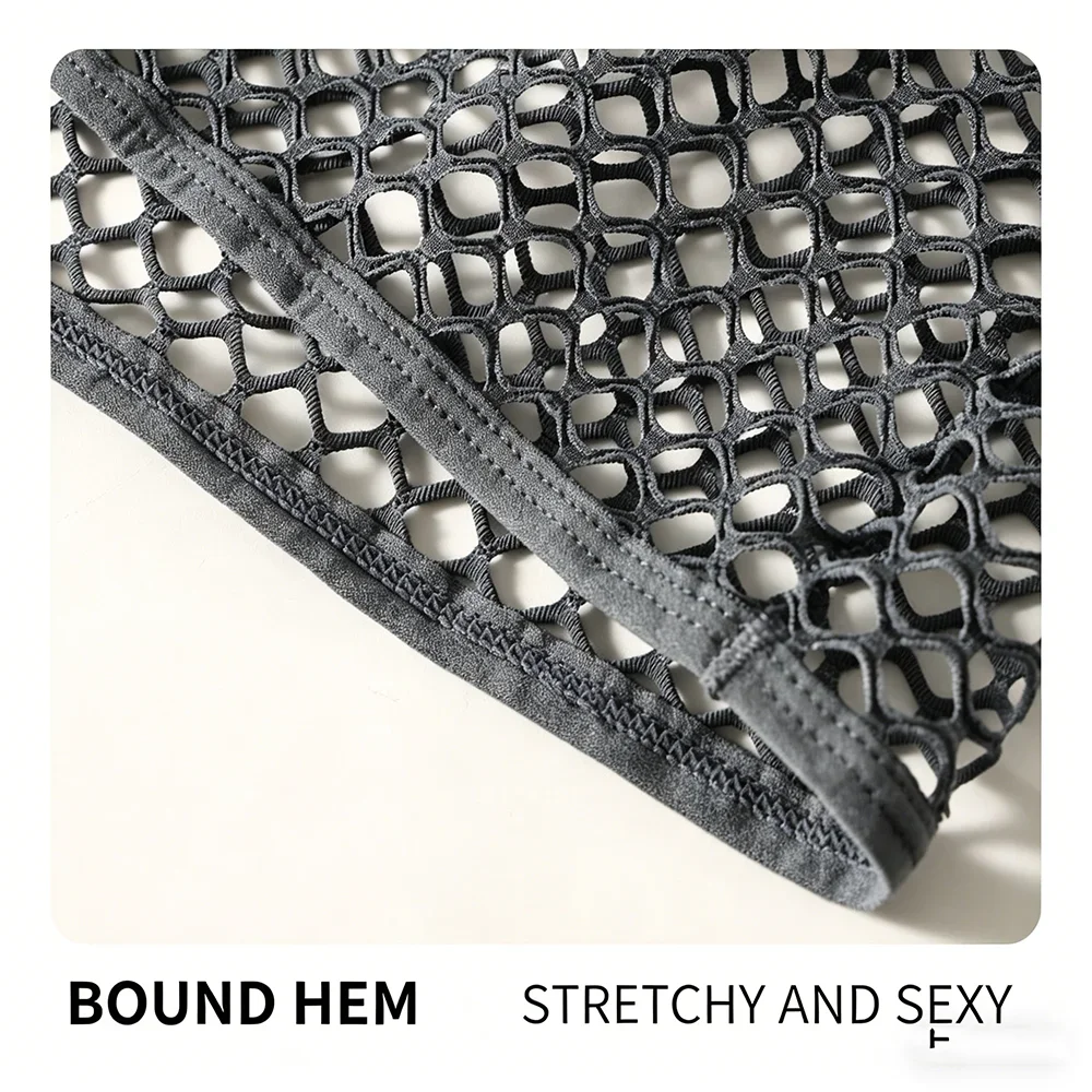Mens Mesh See Through T Shirt Ice Cool Breathable Fishnet Hollow Out Short Sleeve image 4