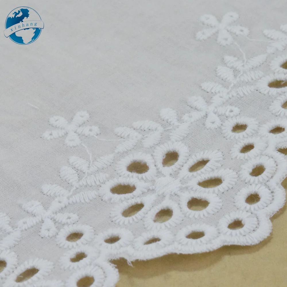 10.5cm Wide 100% Cotton Embroidery White Lace Sewing Ribbon Trim Fabric Diy Craft Supplier Wedding Dress Accessories#4333