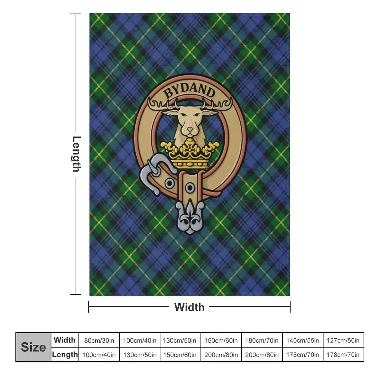 Clan Gordon Crest over Tartan Throw Blanket couch cozy soft plush fuzzy picnic outdoor blanket