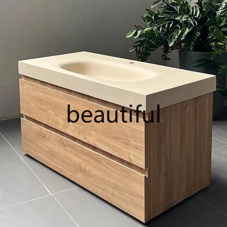 

Acrylic integrated basin bathroom cabinet DuPont Corian size Japanese artificial stone cabinet bathroom cabinet
