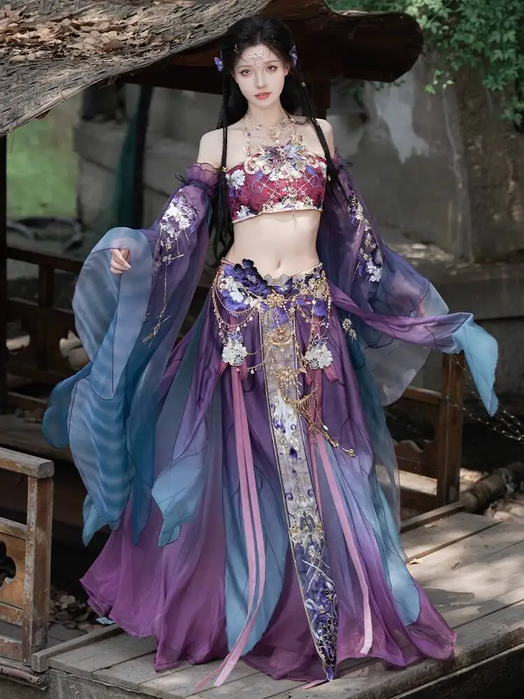 

Xian Chu Ji Hanfu For Women[Gu]Exotic Style Gradient Embroidered Tube Top Han Element Set Spring Summer Edition