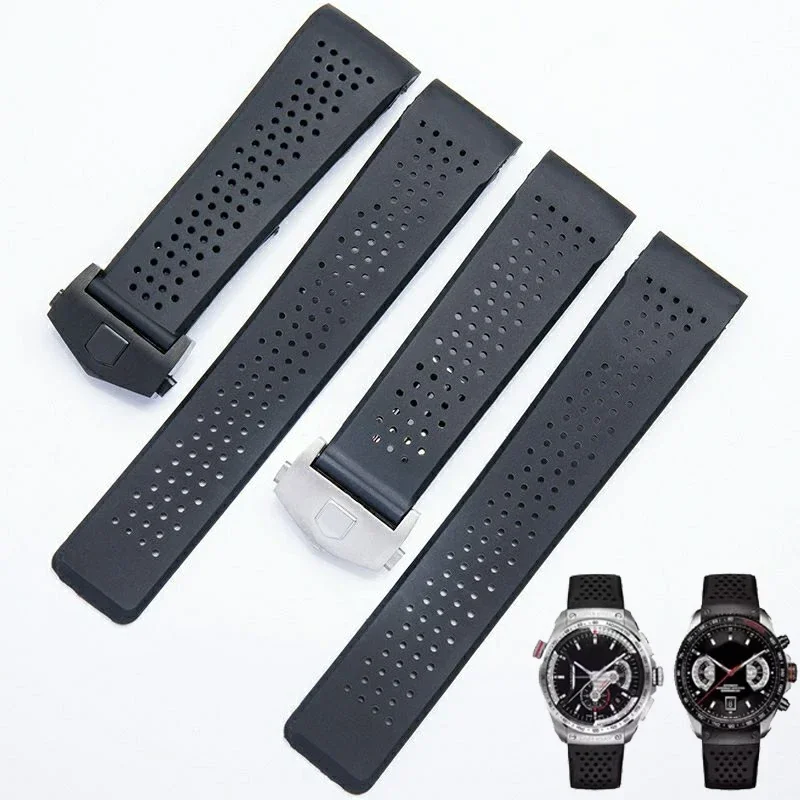 22mm 24mm Watch Bracelet For TAG HEUER GRAND CARRERA AQUARACER Soft Silicone Wristband Men Watc Strap Rubber Watch Band Chain