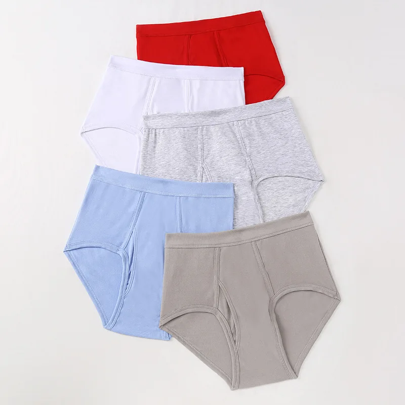 2Pcs/lot Men\'s Underwear 100%Cotton Briefs Sexy U Pouch Solid Color High Waist Panties Breathable Comfortable Male Underpants