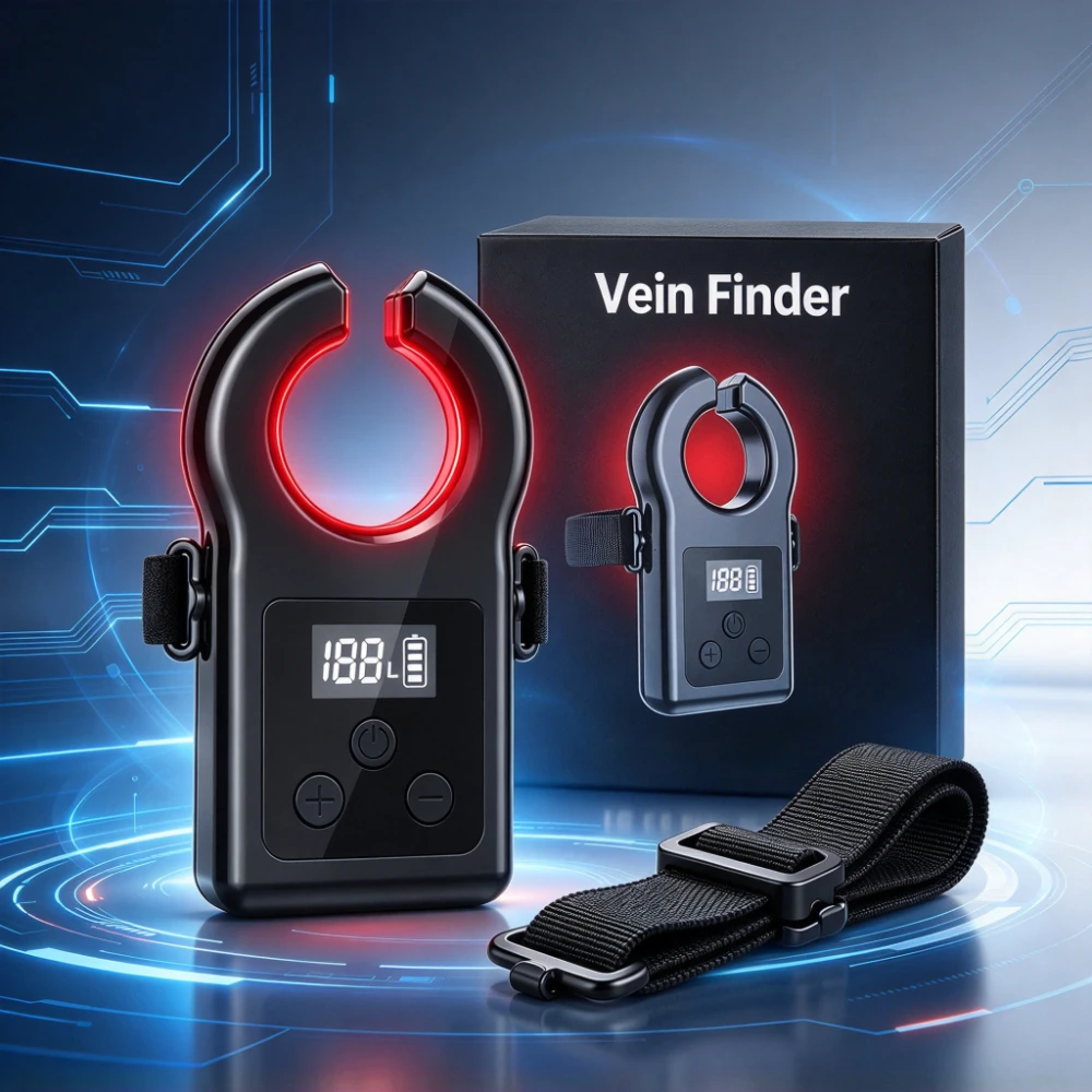 Handheld Vein Transilluminator Infrared LED Vein Locator Arm-Strap Design Rechargeable Blood Vessel Finder for Nurse Injection