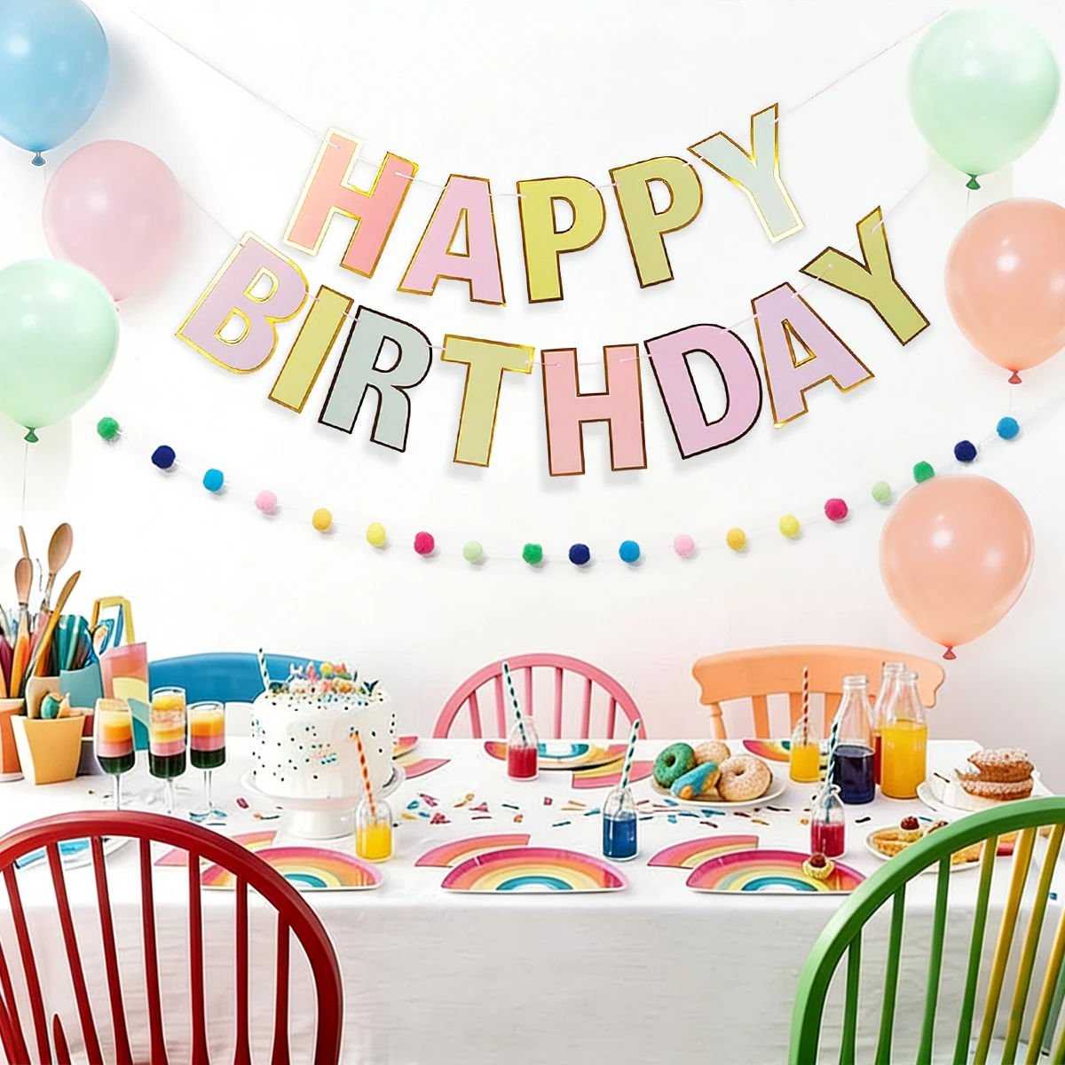 22-Piece Birthday Party Balloon Decoration Set — Macaron Theme, Birthday, Princess Party Decor, Indoor & Outdoor Supplies
