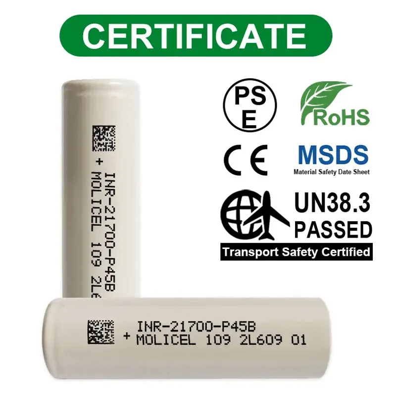 1-10pcs Molicel INR 21700 Battery P45B 4500mAh 45A 3.7V 100% Original Low Impedance Li ion Battery For Flashlight Battery Pack