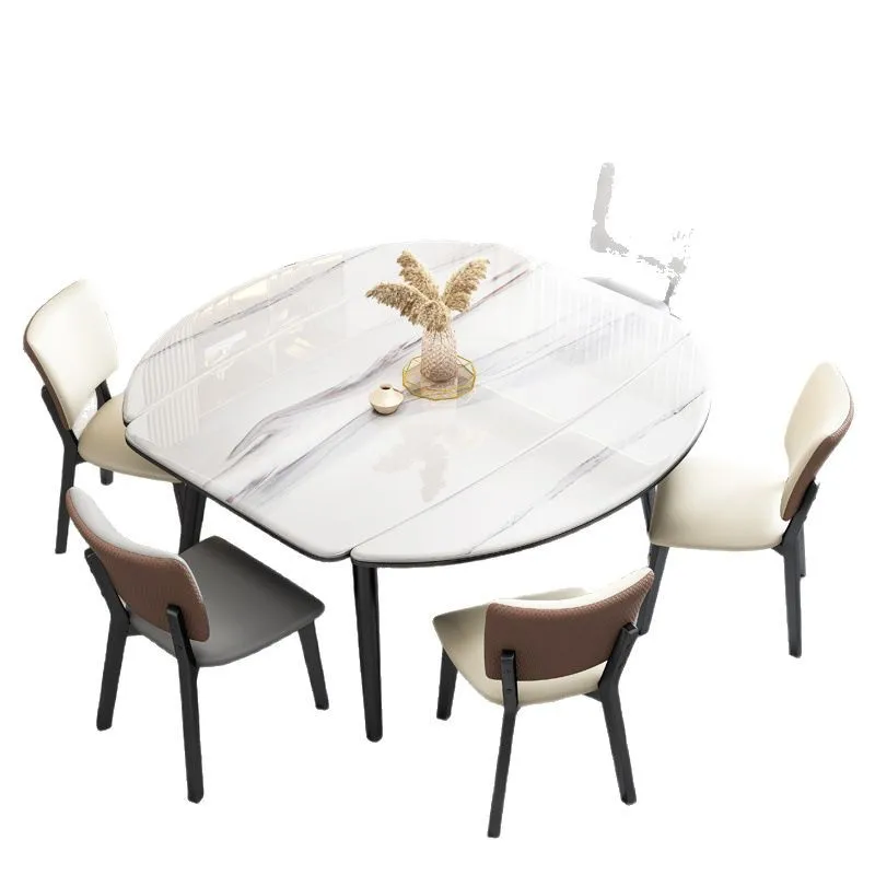

Modern, square and round, dual-use, dining table and chair combination, telescopic, small apartment, folding