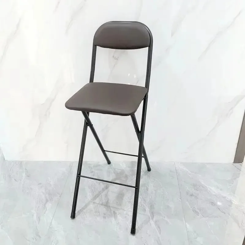 Folding Bar Stools with Back Tall Leather Padded Counter Height Foldable Chairs for Kitchen or Bar Compact Bar Seating