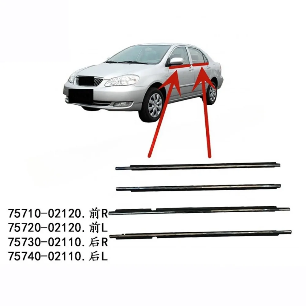 4 Pieces Chrome or Black Windows Out Rubber for Toyota Corolla 2003-2008 Sedan Only for Glass Laminate 75720-02120
