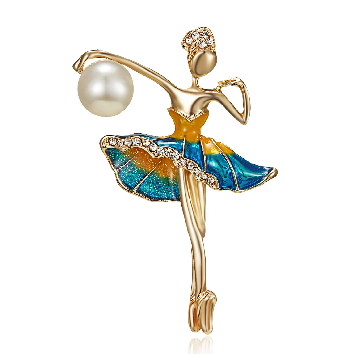 Fashion Gymnastics Dancing Girl Enamel Corsage Ladies Elegant Brooch Shirt Handbag Alloy Badge Female Birthday Gifts Lapel Pins