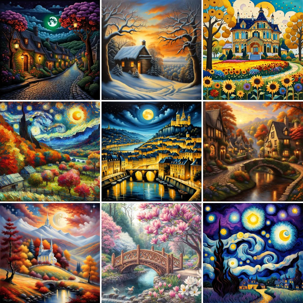 Landscape Moon Night Painting By Number Craft Kits For Adults Bedroom Decoration Personalized Gift Ideas Free Shipping 2024 HOT