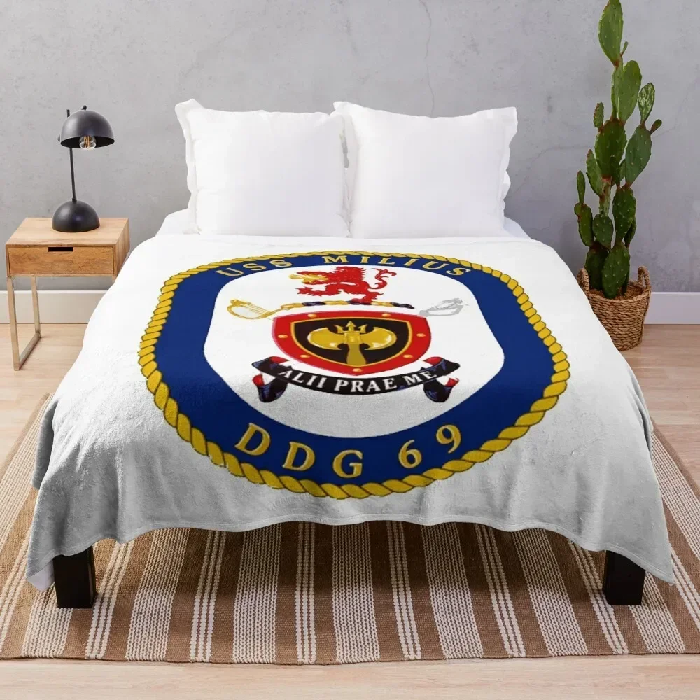 

DDG-69 USS Milius Crest Throw Blanket for sofa Cute Extra Large Throw Blankets