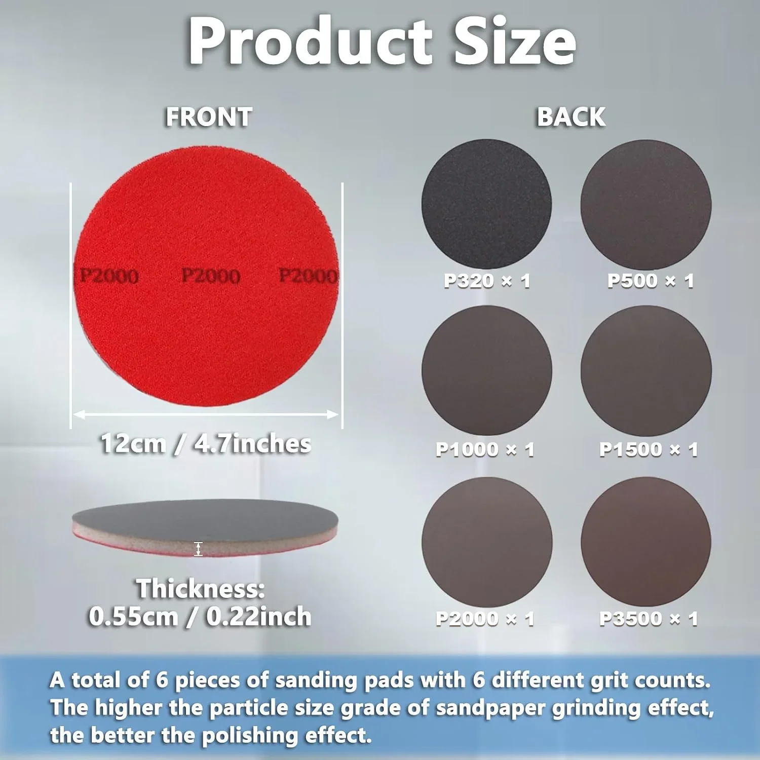 12PCS Bowling Sanding Pads 320-3000 Grit 2PCS Each Polishing Cleaning Pad Resurfacing Kit for Bowling Ball Maintenance