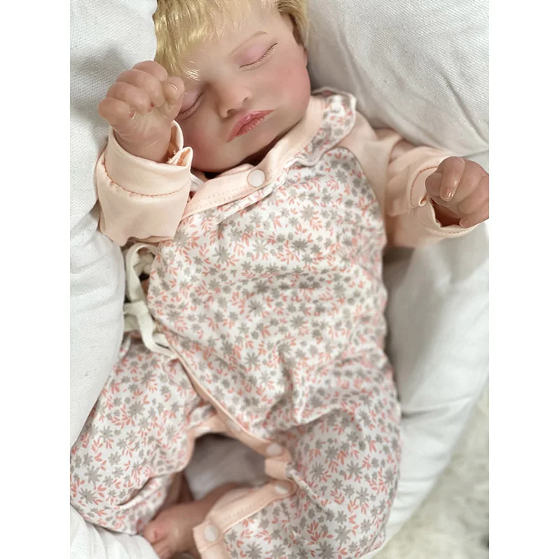 45CM Reborn Sleeping Baby Doll Girl Rosalie with Blonde Hair Reborn Cuddle Baby Lifelike Baby Doll 3D Painted Skin Visible Veins