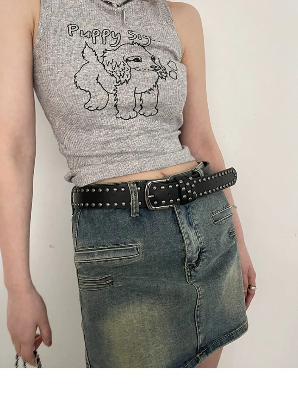 Mode Niet Gürtel Heavy Metal Gürtel Männer Frauen Punk Rock Stil Designer Gürtel Jeans Gürtel Y2K Gürtel Mode Dekoration frauen gürtel – Detail 4
