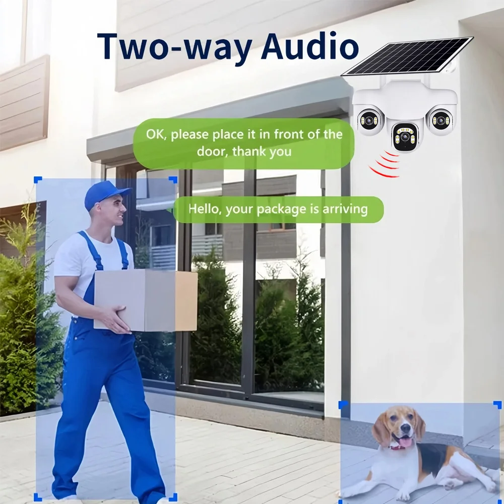 HD AOV الشمسية في الهواء الطلق 4G كاميرا 3 عدسة PTZ 3 شاشة 24 ساعة كشف الإنسان CCTV الأمن حماية للرؤية الليلية كاميرات مقاومة للماء