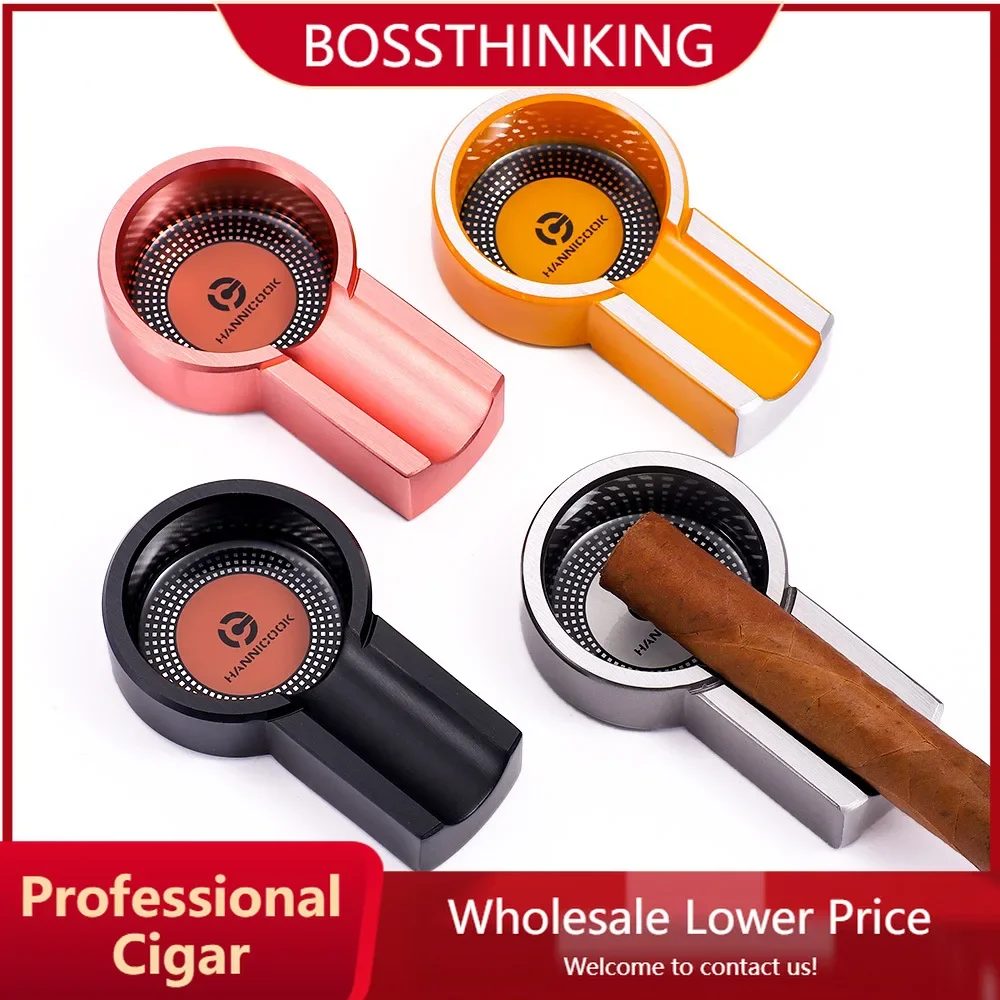 

Cigar Ashtray Stainless Steel Mini Portable Single Holder Round Ash Slot Travel