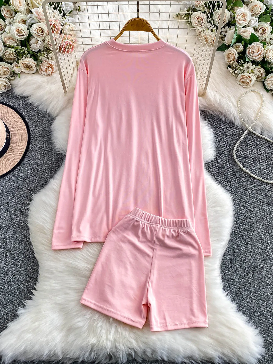 T-shirt casual rotonda Ne Top a vita alta orts Set Faion autunno inverno da donna Set dimagrante per il sollevamento del sedere in due pezzi