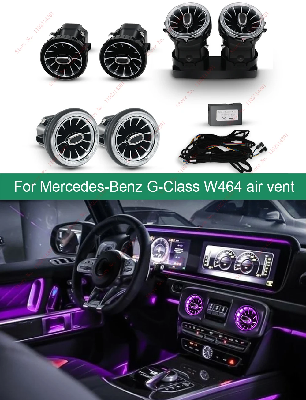 

8/64Colour Ambient light LED Vents For Mercedes Benz G-Class AMG W463 W463A G63 G550 G500 Turbine Shape Air Outlet Nozzle Refit