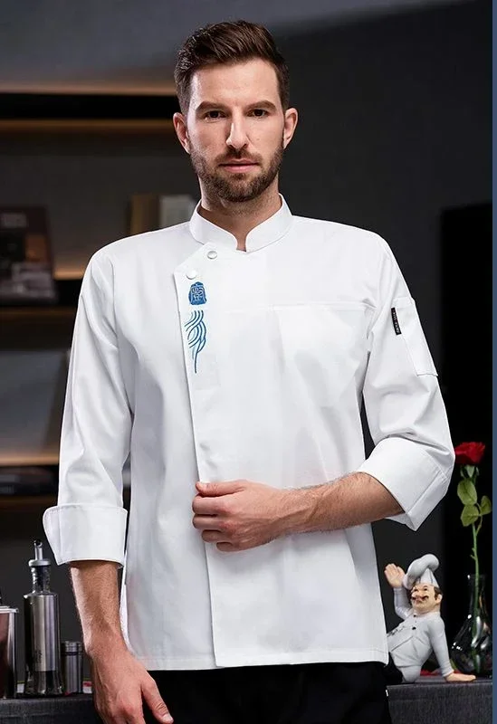 Uniforme de chef gris à manches courtes pour femme, manteau de cuisinier, veste de chef, t-shirt de chef, uniforme de travail de boulanger, vêtements d'hôtel WaClaRestaurant, logo