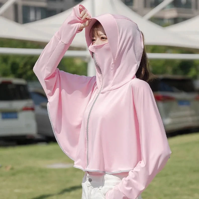ผู้หญิงป้องกันรังสีอัลตราไวโอเลตหมวกกันแดดเสื้อผ้าหญิงฤดูร้อนกลางแจ้ง Face ครอบคลุม Veil ครีมกันแดดเสื้อผ้า Coat