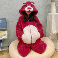 Women Onesie Animal Pajamas Winter Thicken Warm Flannel Bear Cosplay Halloween Costume Anime Sleepwear Plush One Piece Jumpsuits - Image 2