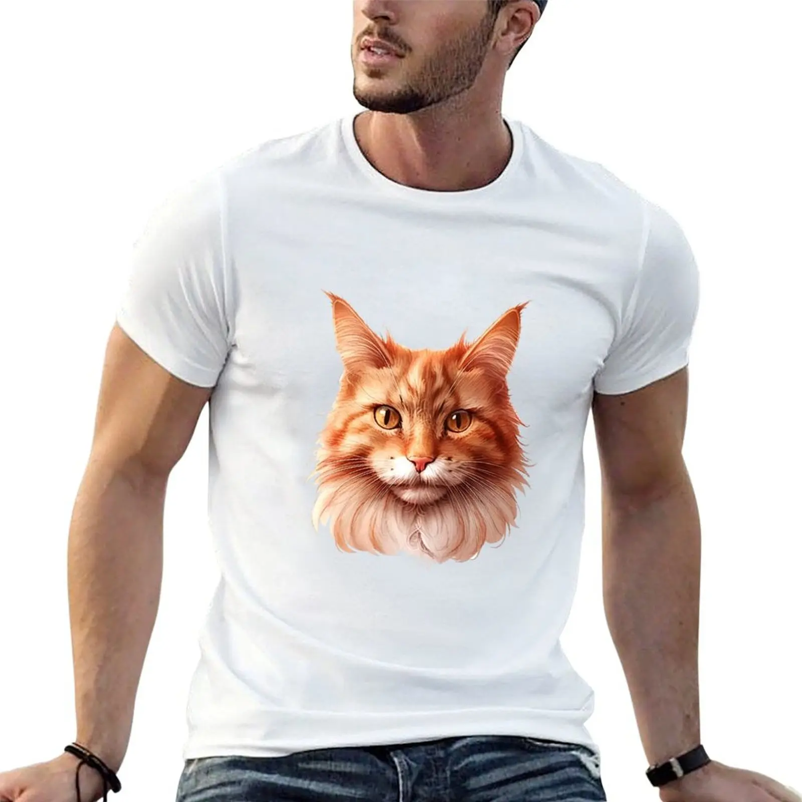 

Happy Cat, Maine Coon T-Shirt t shirt man luxury man t shirt graphic T-Shirt