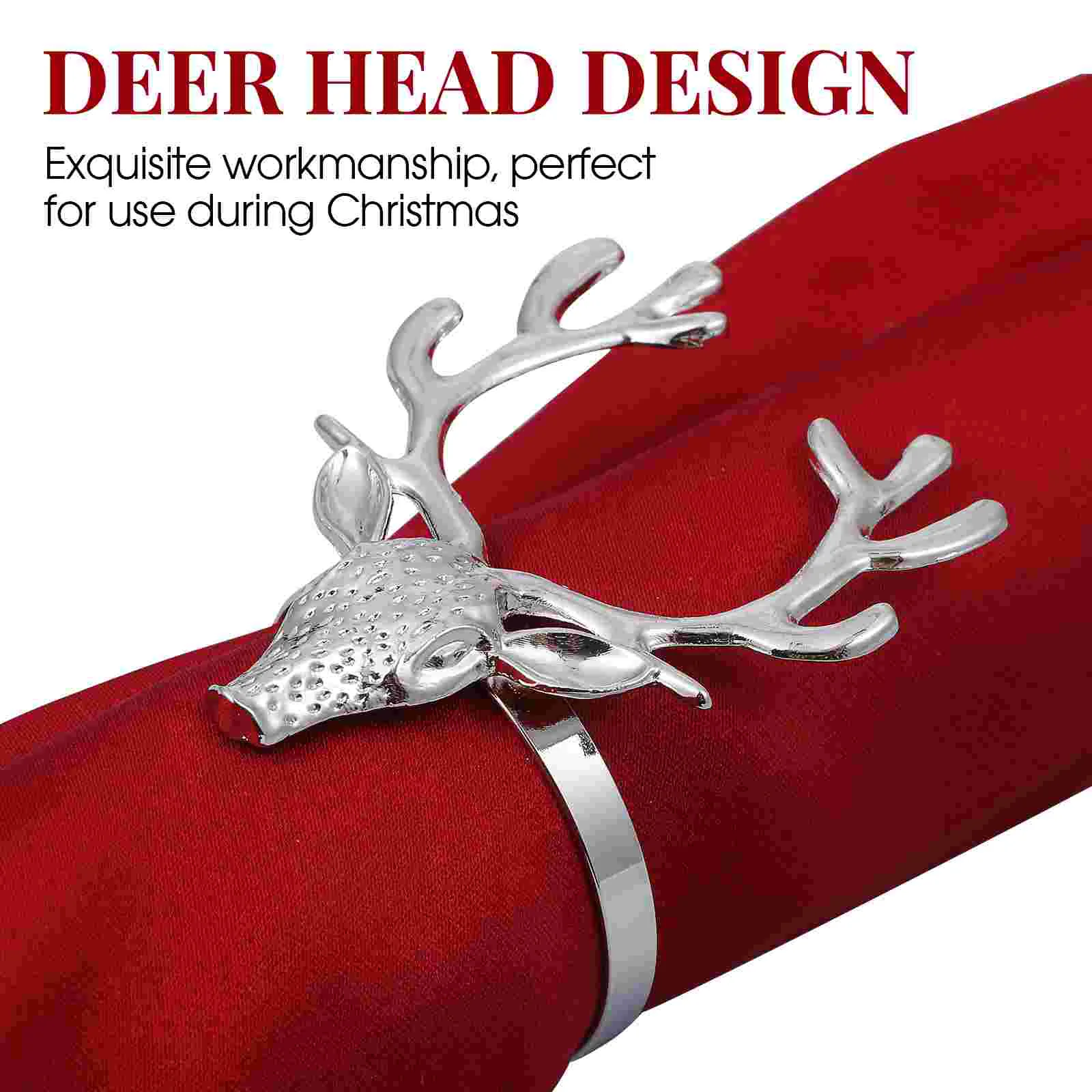 4 Pcs Christmas Deer Head Napkin Buckle Ring Alloy Holder Mini Pumpkins Tableware Halloween Decorations Indoor