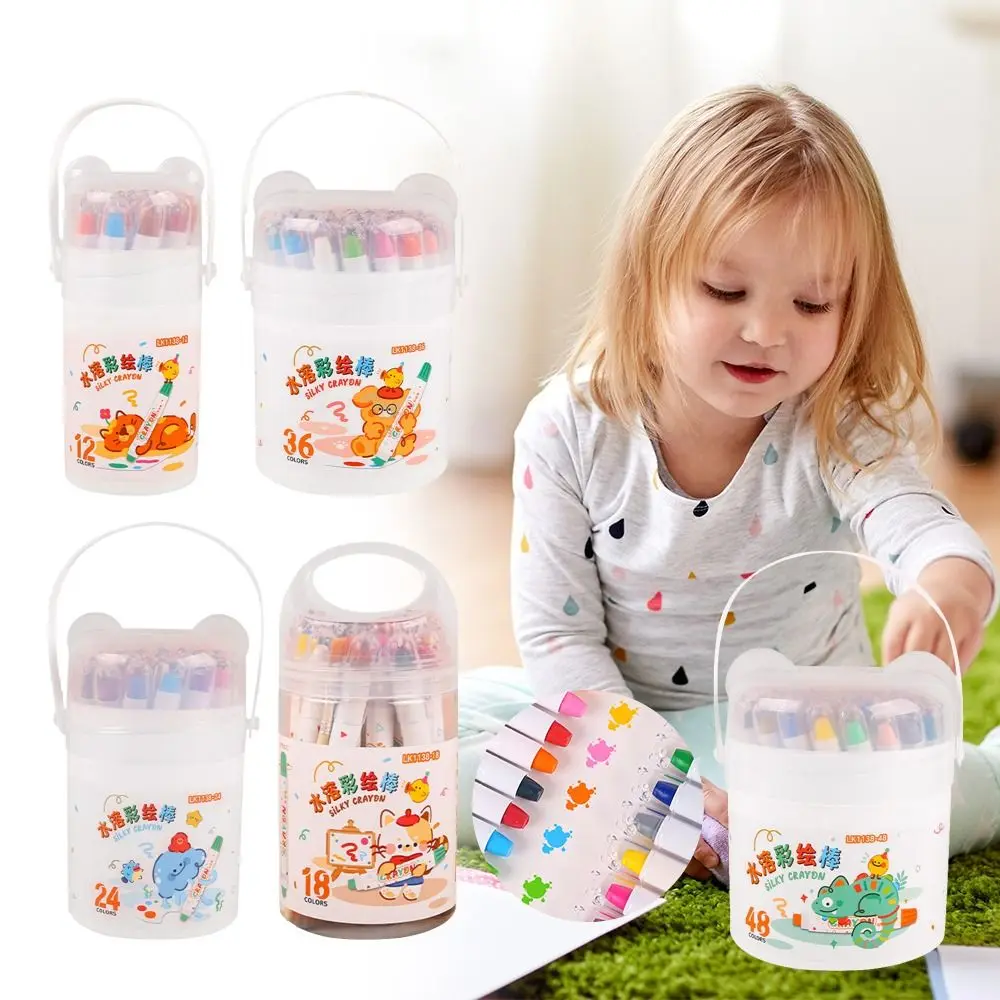 12/18/24/36/48Pcs Water-soluble Color Crayon Rotating Pen Head Washable Children's Graffiti Painting Crayons Oil Pastel