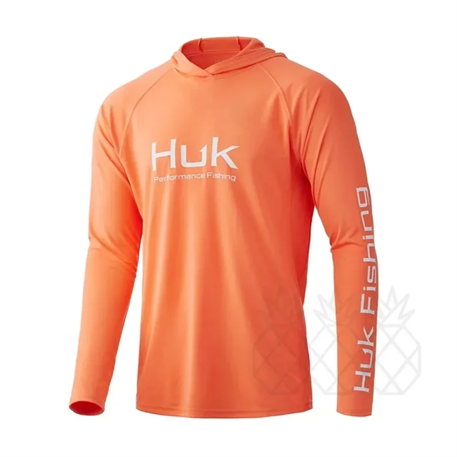 Fishing Shirt HUK With Hat Long Sleeve Sun UV UPF50 Summer Quick Dry Top Lightweight Men Fishing Clothes Sports Hunting Camping