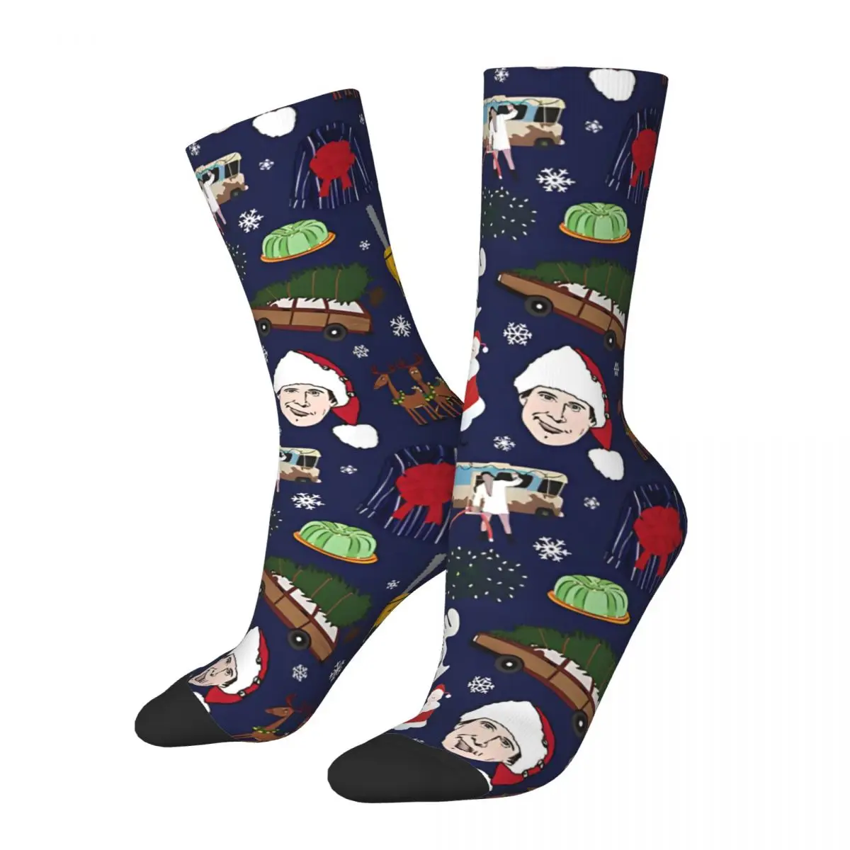 Retro Merry Christmas Vacation Clark Eddie & Santa Men's compression Socks Unisex Harajuku Seamless Printed Novelty Crew Sock