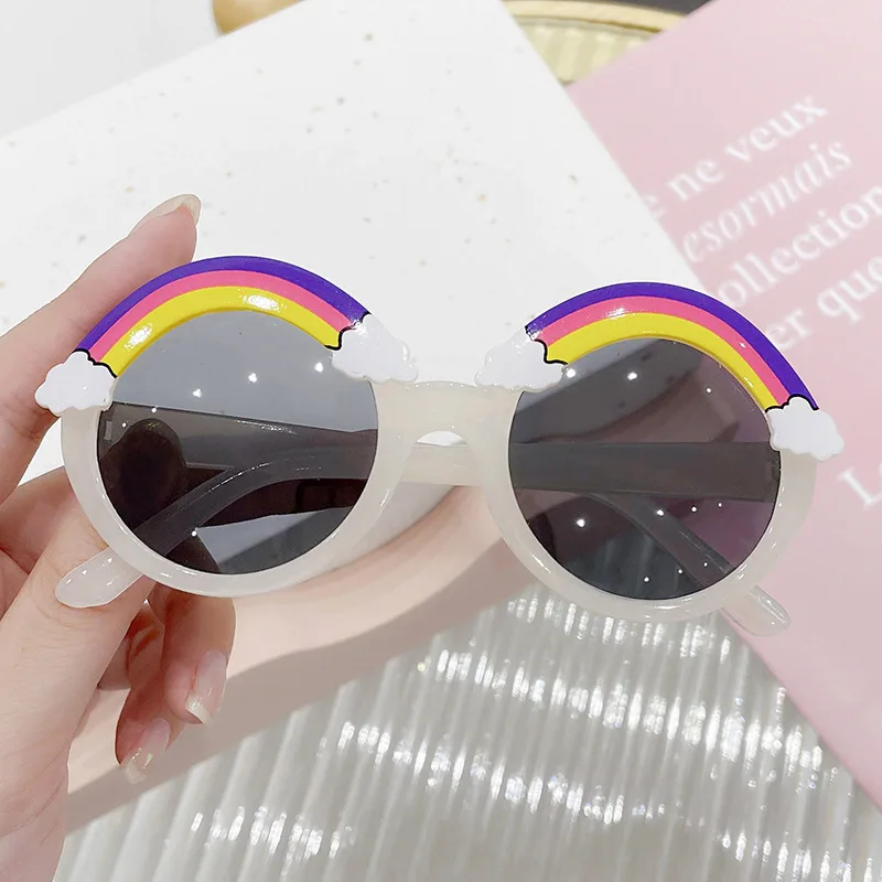 New Children Small Frame Circle Sunglasses Girl Decoration Rainbow Fashion Sun Glasses Cute Baby Outdoor Sunshade Eyewear UV400