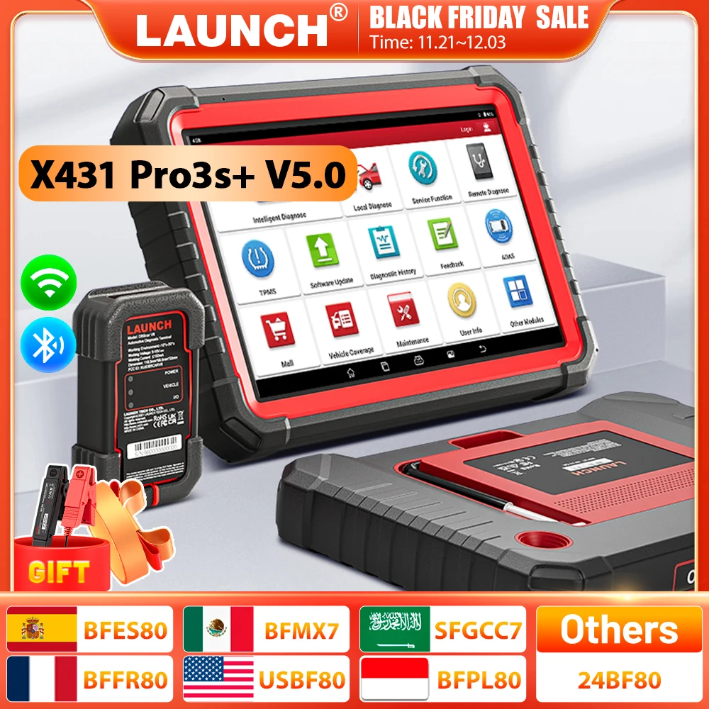 2024 LAUNCH X431 PRO3S+ V5.0 OBD2 Scanner,HD Trucks Diagnose,OEM Topology Map,ECU Coding, Bidirectional Control, 50+ Service