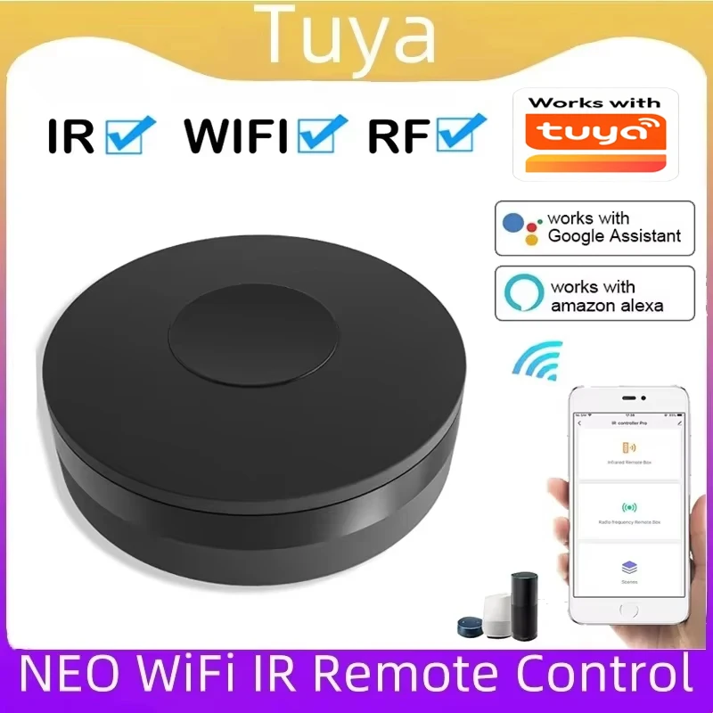 

NEO Tuya Smart RF IR Пульт дистанционного управления Wi-Fi Умный дом Инфракрасный контроллер для кондиционера ВСЕ ТВ Работа с Alexa Google Home
