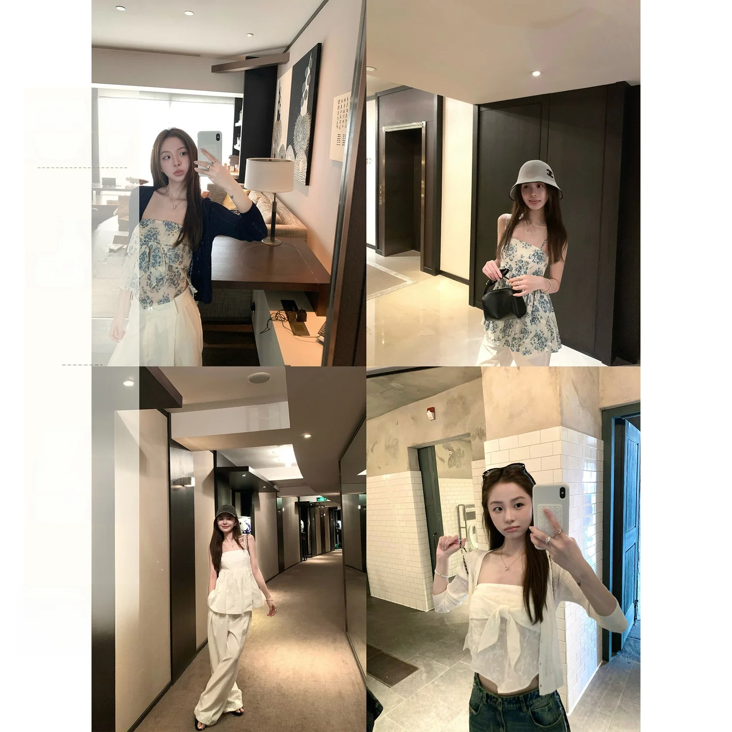 

YUYUREAL Милый сине-белый топ из фарфоровой ткани с бантом, летний, для повседневной носки, женская модная одежда