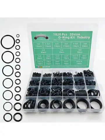 1020 pieces of nitrile silicone O-rings, wear-resistant and oil-resistant repair gasket rings, maintenance box sealing ring set