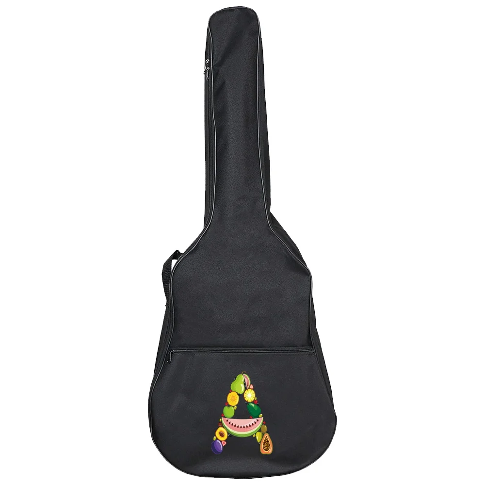 Impermeável Preto Guitar Case, guitarra Bag, Fruit Impressão Series, Guitar Organizer, mochila, acústico, 31-41"