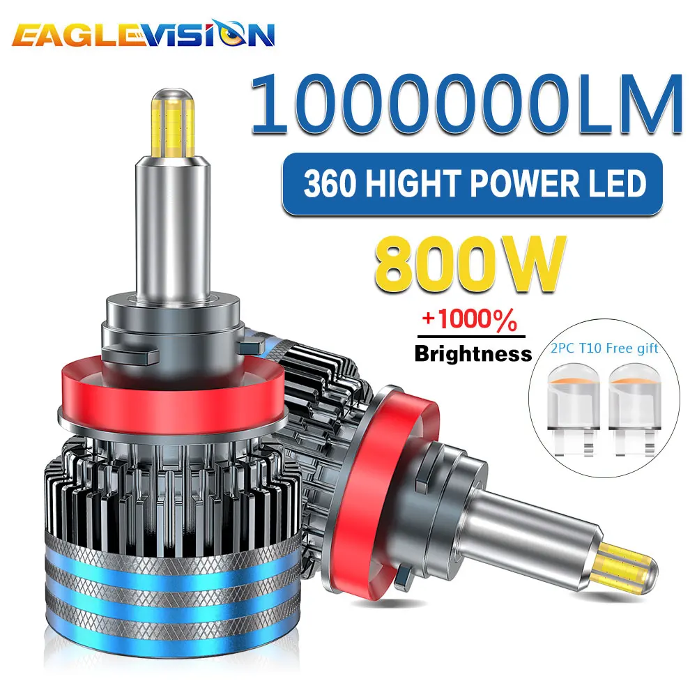 

EAGLEVISION 3D H4 360 800W Led Canbus Headlights Bulbs LED for Vehicles Without Error 6000K 12v 24v H7 H11 H1 H4 9005 9006