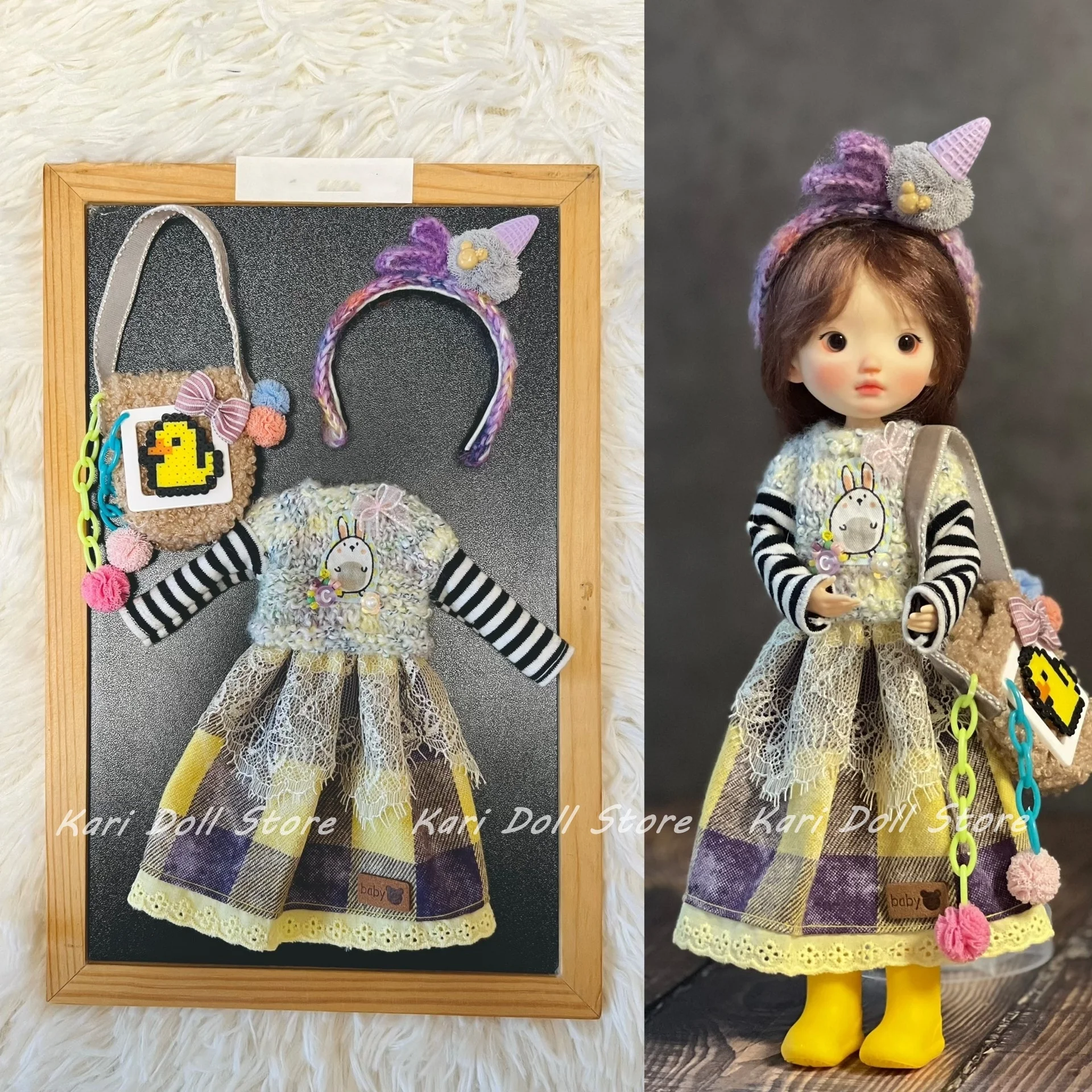 

Одежда и юбки для кукол Kari 2026, для кукол Landazz Landoudou ob24 ob22: повязка на голову + платье + сумка