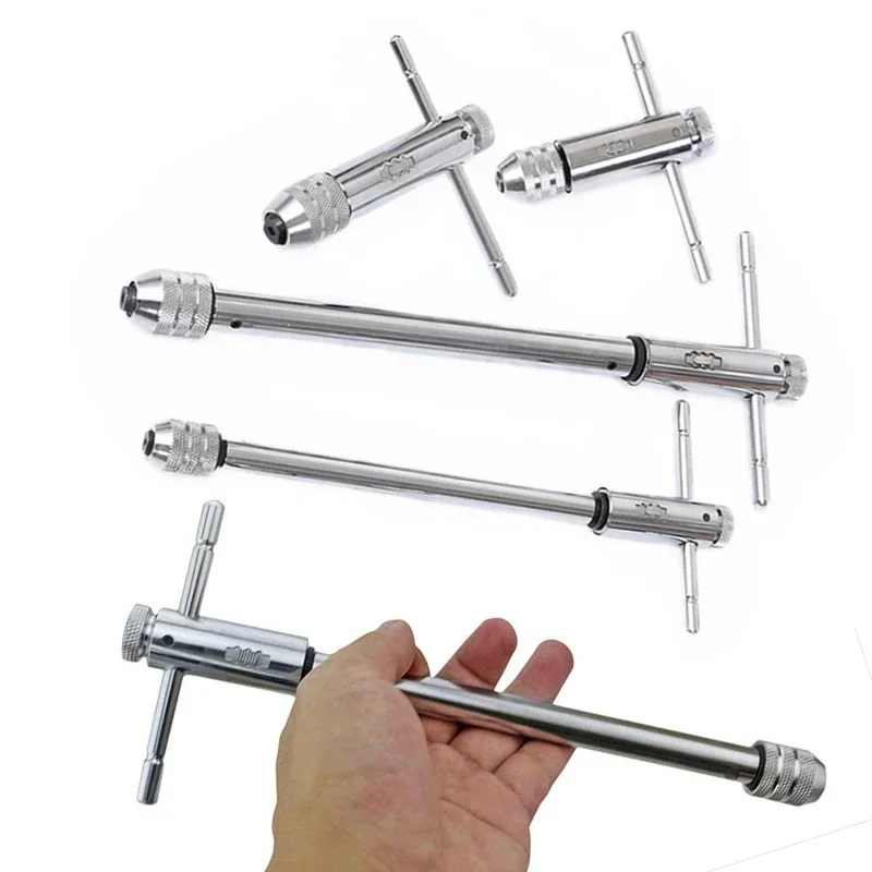 Adjustable M3-8 M5-12 T-Handle Ratchet Tap Wrench Tap Screw Holder Male Thread Metric Plug Mechanical Workshop Tools Hand Tool