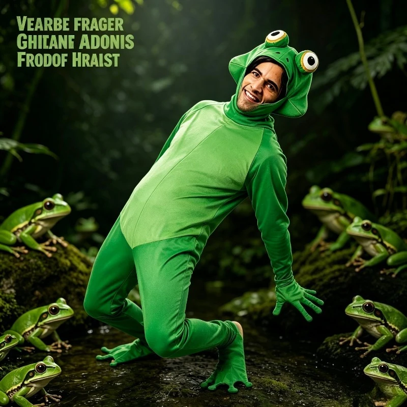 Conjunto de Disfraces de Príncipe Rana Verde para Hombre, Disfraz de Animal de Peluche para Halloween, Conjunto Novedoso para Fiestas de Adultos